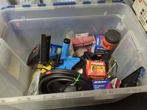 lot 61 image: Large Collection of Automotive Accessories and Tools in Storage Bin