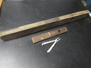 lot 72 image: Vintage Wooden Level and Multi-Tool Set
