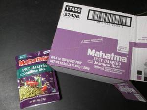 lot 82 image: 6 Packs of Mahatma Spicy Jalapeo Jasmine Rice - 8.8 oz Each
