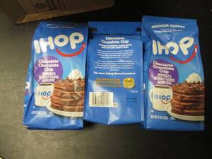 lot 89 image: IHOP Chocolate Chocolate Chip Ground Coffee - Set of 3 Bags (11 oz each)
