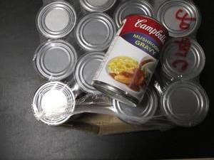 lot 136 image: Case of 12 Campbells Mushroom Gravy Cans - Assorted