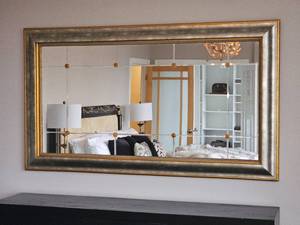 lot 43 image: Beveled French Regency Mirror with Brush finish Silver and Gold Frame