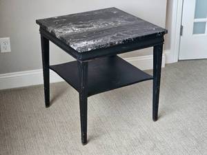 Updated Duncan Phyfe Side Table with Nero Portoro Marble Top