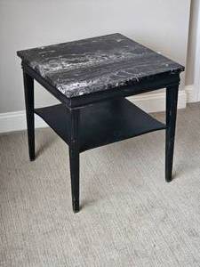 Updated Duncan Phyfe Side Table with Nero Portoro Marble Top