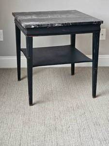 Updated Duncan Phyfe Side Table with Nero Portoro Marble Top