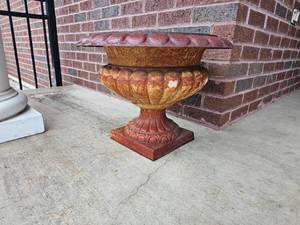 lot 18 image: 14 inch Cast Iron Footed Urn Planter
