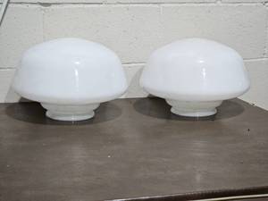 lot 154 image: Large Set of Milk Glass School House Shades