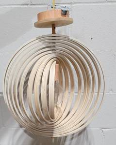 lot 86 image: Modern Folding Wooden Sphere Hanging Light Fixture