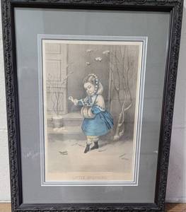 lot 85 image: Framed Currier and Ives Etching  Little Snowbird