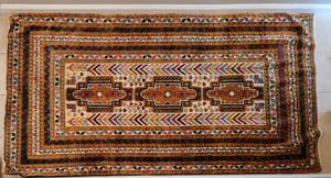 lot 24 image: Persian Balcuchi 100% Wool Area Rug  4.1 x 7.4