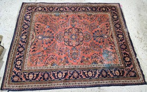 lot 55 image: Stunning Vintage Handknotted Persian Sarouk Area Rug
