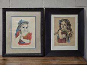 lot 124 image: Antique Currier & Ives Engraved Print Pair - Little May Blossom - Little Daisy