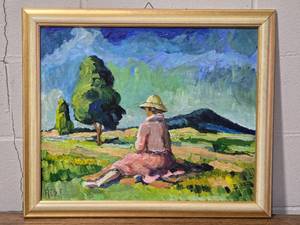 lot 37A image: SIGNED Hungarian Fine Art Original Painting - Franois cs (1876-1949) - Sunshine Prairie