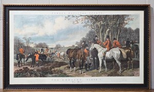 lot 52 image: Antique English Engraving Print - Fores National Sports - Fox Hunting, Plate 1 The Meet - J.F. Herring & J. Harris