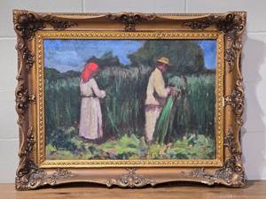 lot 11A image: SIGNED Hungarian Fine Art Original Painting - Lszl Mednynszky (1852-1919) - Fieldworkers