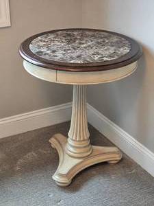 lot 100 image: Breathtaking Tuscan Style Stone Round Accent Table