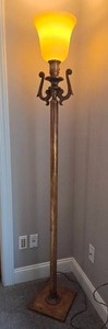 lot 56 image: Gorgeous Baroque Torchiere Floor Lamp - Gold Gilt