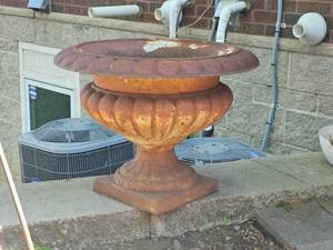 lot 19 image: 14 inch Cast Iron Footed Urn Planter B