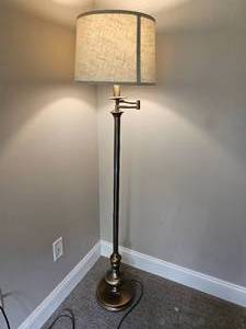 lot 97A image: Brushed Brass Swing Arm Floor Lamp