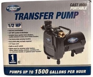 lot 16 image: BRAND NEW IN BOX, superior pump 90050 12HP 120V cast iron portable transfer pump
