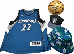 lot 200 image: SIGNED Jersey by Trevor Keels, SIGNED HAT by Zhou QiTimberwolves Fan Bundle
