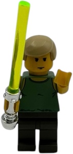 lot 240 image: Star Wars Lego Minifigure Luke Skywalker yellow lightsaber