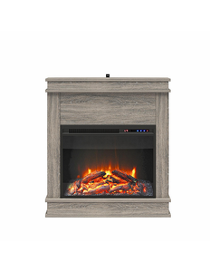 Ameriwood Home Mateo Electric Fireplace with Mantel and Touchscreen Display - Grey Oak