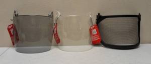 MILWAUKEE  (3) Versatile face shields (1)  Metal Mesh, (1) Clear  & (1) Tinted