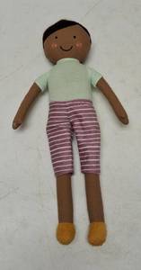 Pillowfort   Plush Doll w Purple & White Stripped pants w Mint Green Shirt
