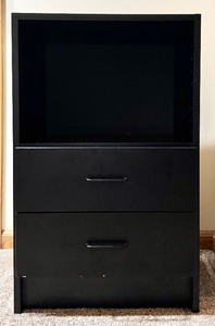 lot 43 image: Black Side Table with Drawer Storage