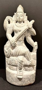 lot 49 image: Stone Saraswati Idol Sculpted Statue