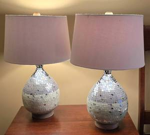 lot 55 image: Lovely Blue Mirrored Table Lamps
