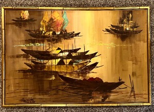 lot 25 image: Vintage Mid Century Modern Oil Painting on Canvas