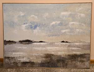 lot 69 image: Large Unsigned Canvas Beach Painting