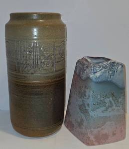 lot 93 image: Pair of Unique Pottery Vases