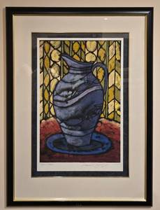 lot 94 image: Signed Blue Pitcher Framed Silkscreen