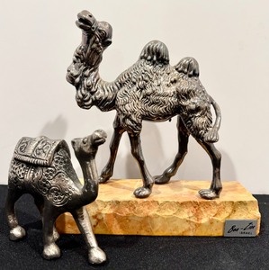 lot 20 image: Vintage Ben Zion Sterling Silver Camel Figurine and Small Collectible Camel Figurine
