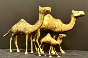 lot 77 image: Set of Three Vintage Brass Camel Figurines