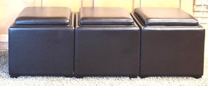 lot 111 image: Versatile Faux Leather Ottoman  Table