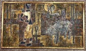 lot 126 image: Framed Vintage Abstract Wall Art