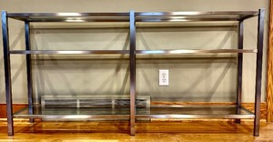 lot 112 image: Modern Style Chrome and Glass Console Table