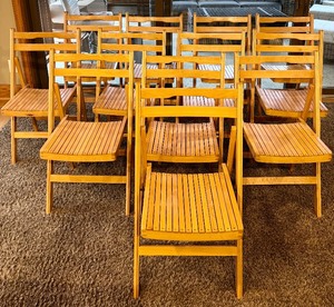 lot 114 image: Set of 12 Wooden Folding Chairs