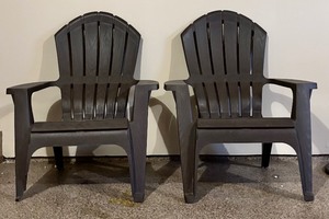 lot 115 image: Pair of Resin Adirondack Chairs