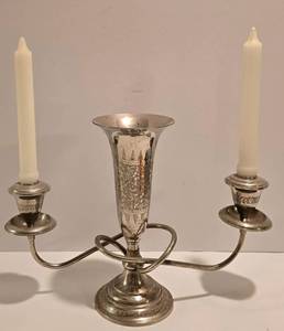 lot 24 image: Vintage Sterling Silver Candelabra with Vase