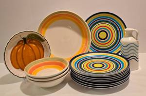 lot 97 image: Vibrant Dishware Grouping