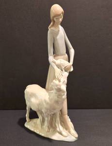 lot 100 image: Female Figure with Ewe & Lamb China Figure