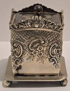 lot 140 image: Vintage Covered Silver Plate Tea Caddy