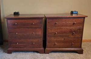 lot 54 image: Pair of Wooden Bedside TablesCabinets