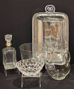 lot 162 image: Orrefors Raspberry Bowl Plus Glass and Silver Offerings