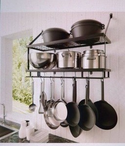 lot 14 image: KES Ceiling Pot Rack 30 Black